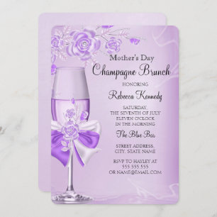 Invitation Fête des Mères Joli Lilac Rose Champagne Brunch