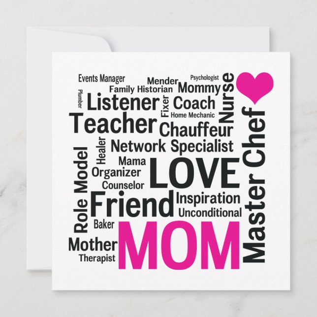 Invitation Fête des mères ou anniversaire pour une mère merve (Dos)