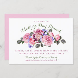 Invitation Fête des mères Pastel Printemps rose Floral