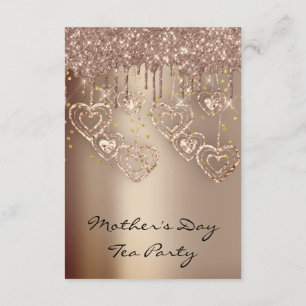 Invitation Fête des mères thé sparkling rose paillettes goutt