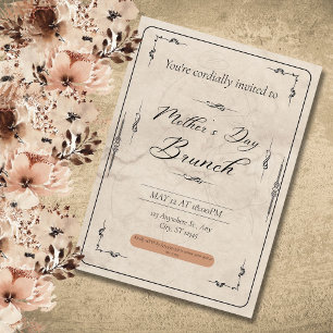 Invitation Fête des mères vintage, Célébration de maman, Un j