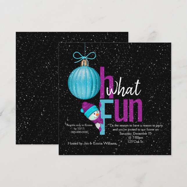 Invitation Fête des neiges de Noël (Devant / Derrière)