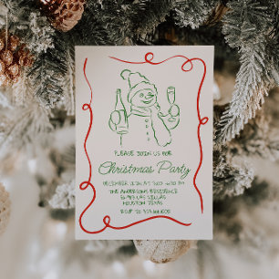 Invitation Fête des neiges de Noël Rouge Vert