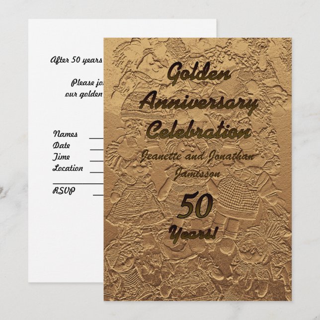 Invitation Fête des Noces d'Or 50e Anniversaire de Mariage (Devant / Derrière)