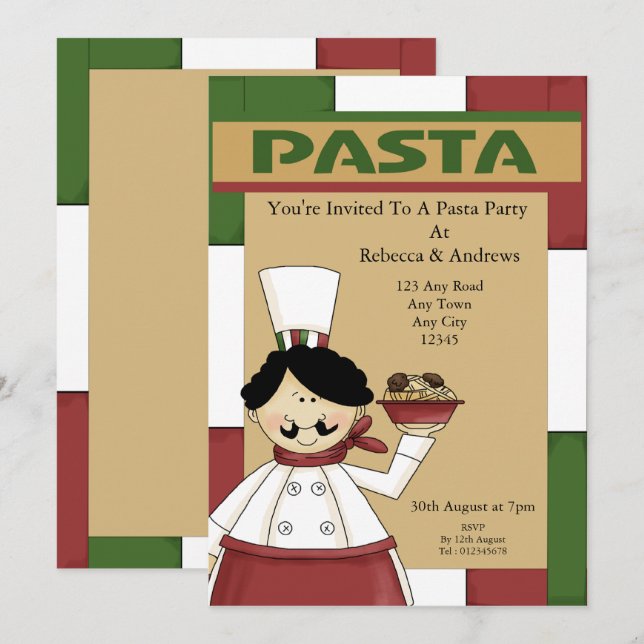Invitation Fête des pâtes (Devant / Derrière)