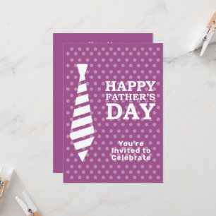 Invitation Fête des pères Blanc Cravate Pourpre Points Dîner