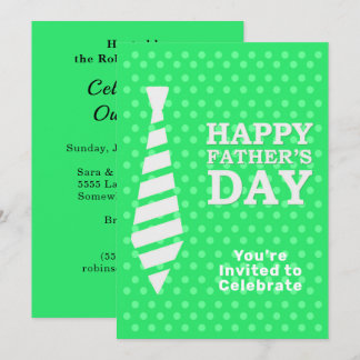 Invitation Fête des pères Cravate blanche LT Green Dots Dîner