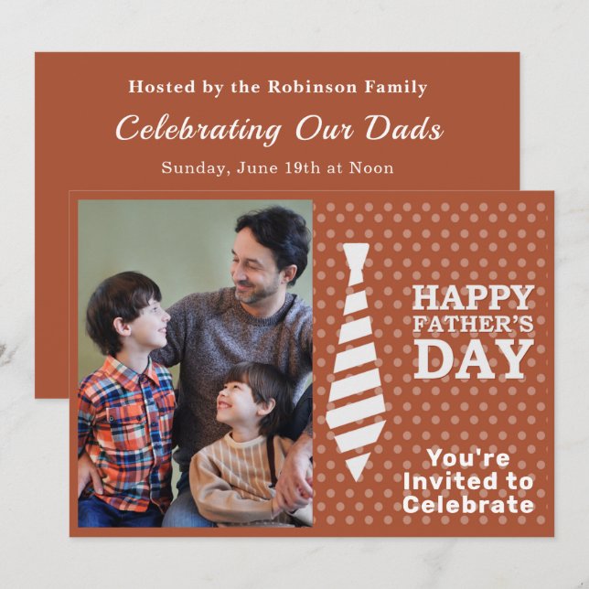 Invitation Fête des pères Cravate blanche Lumière Points Brow (Devant / Derrière)