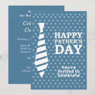 Invitation Fête des pères Cravate blanche Point bleu clair Dî