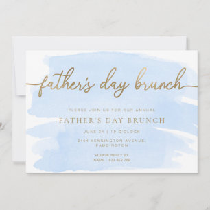 Invitation Fête des pères d'aquarelle bleue Brunch