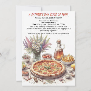 Invitation Fête des Pères Pizza Party – Dîner de famille modi