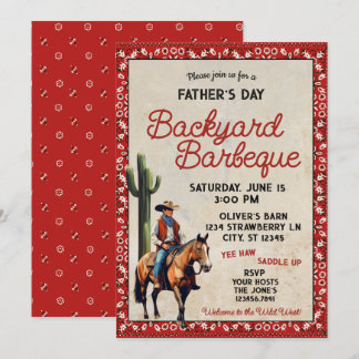 Invitation Fête des pères Western Cowboy Barbeque