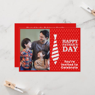 Invitation Fête des pères White Cravate Red Dots Ajouter Phot