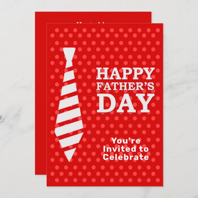 Invitation Fête des pères White Cravate Red Dots Dîner BBQ Pa (Devant / Derrière)
