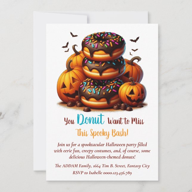 Invitation Fête des Peurs : Dîner d'Halloween Éffrayant (Devant)