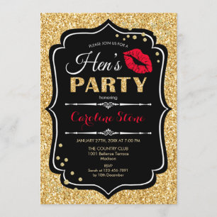 Invitation Fête des poules - Black Red Gold