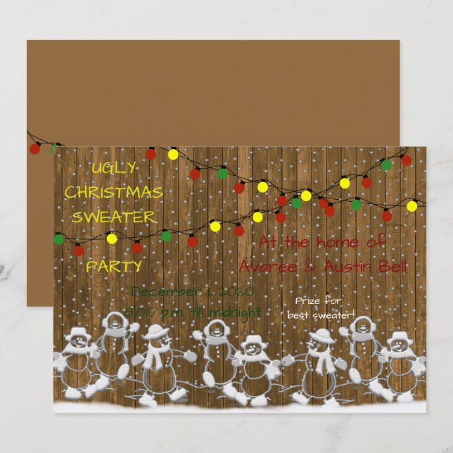 Invitation Fête des pulls de Noël laids (Devant / Derrière)