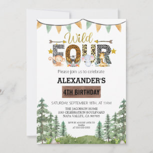 Invitation Fête des quatre fêtes de naissance sauvages
