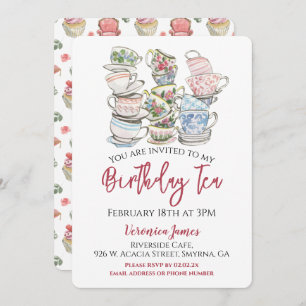 Invitation Fête des tasses de thé d'anniversaire