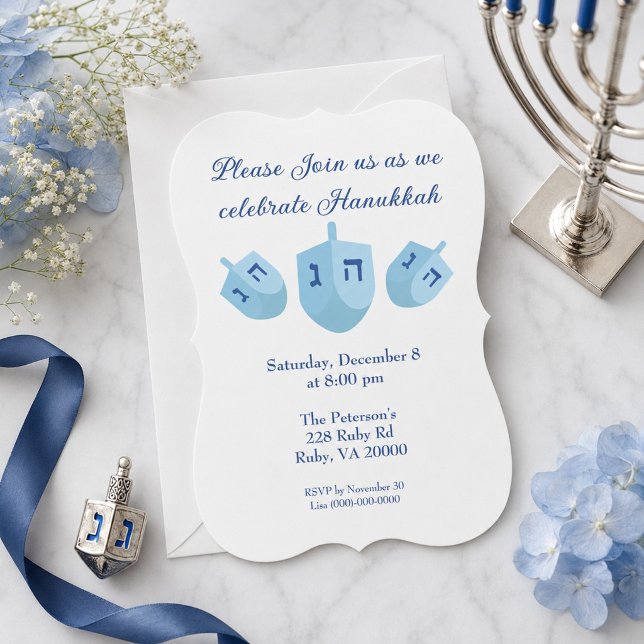 Invitation Fête des toupies de Hanoukka (Créateur téléchargé)