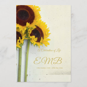 Invitation Fête des tournesols funéraires Célébration de la v