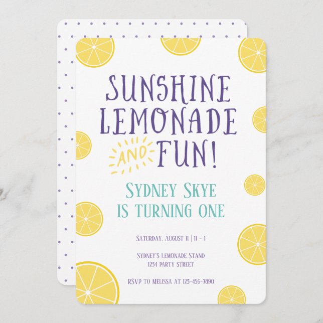Invitation Fête d'été à la citronnelle et au soleil (Devant / Derrière)