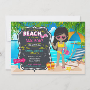 Invitation Fête d'été à la plage Anniversaire de fille tropic