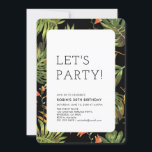 Invitation Fête d'été adulte Tropical moderne<br><div class="desc">Célébrez votre journée spéciale avec cette invitation à la fête tropicale,  avec typographie simple et élégante et motifs tropicaux. Ce modèle design est entièrement personnalisable.</div>