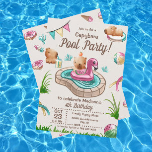 Invitation Fête d'été amusante au bord de la piscine avec des