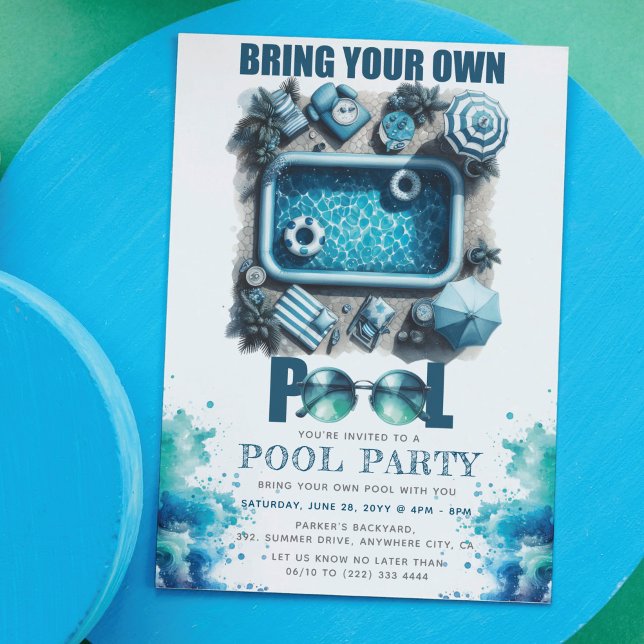 Invitation Fête d'été Apportez Votre Propre Piscine  (Créateur téléchargé)