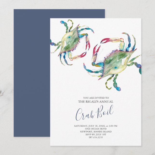Invitation Fête d'été au crabe bouilli (Devant / Derrière)