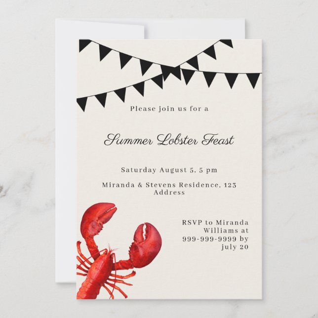 Invitation Fête d'été au homard (Devant)