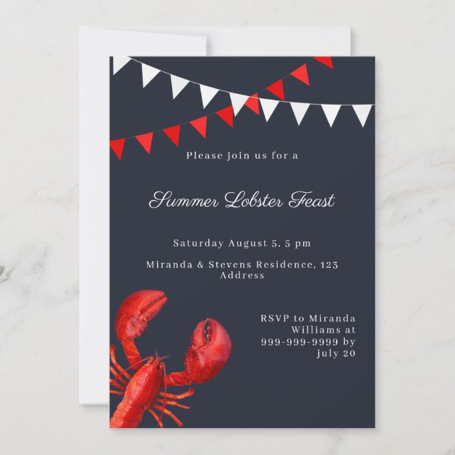 Invitation Fête d'été au homard (Devant)
