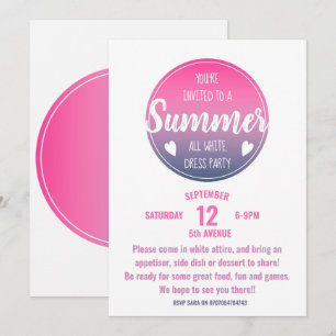 Invitation fête d'été coucher de soleil rose