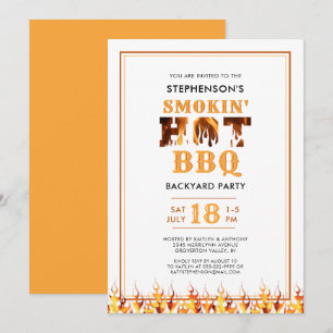 Invitation Fête d'été dans le jardin avec un barbecue fumoir