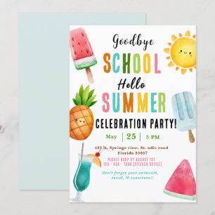 Invitation Fête d'été de fin d'année scolaire