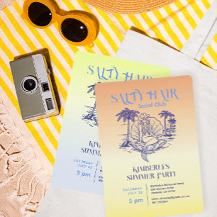 Invitation Fête d'été de la chouette de sirène jaune côtière