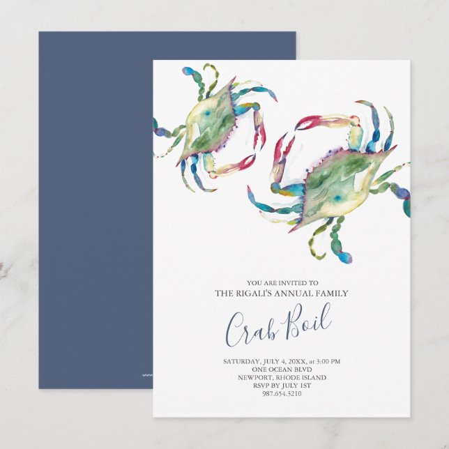 Invitation Fête d'été de la famille Crab Bot (Devant / Derrière)