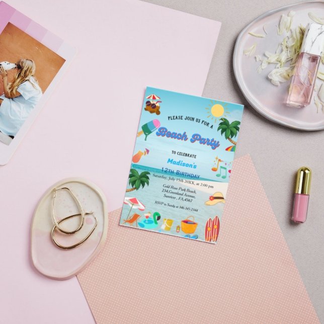 Invitation Fête d'été de la plage tropicale (Créateur téléchargé)