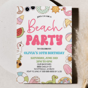 Invitation Fête d'été des années 70 Retro moderne