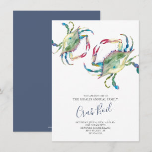 Invitation Fête d'été familiale du crabe bouilli
