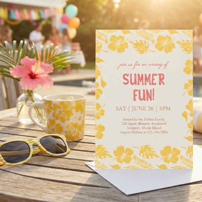 Invitation Fête d'été Good Vibes & Sunshine (Créateur téléchargé)