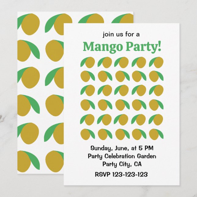 Invitation Fête d'été Mango Fruit Tropical (Devant / Derrière)
