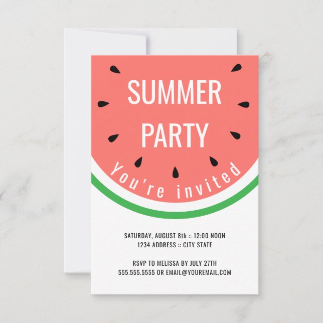 Invitation fête d'été pastèque (Devant)