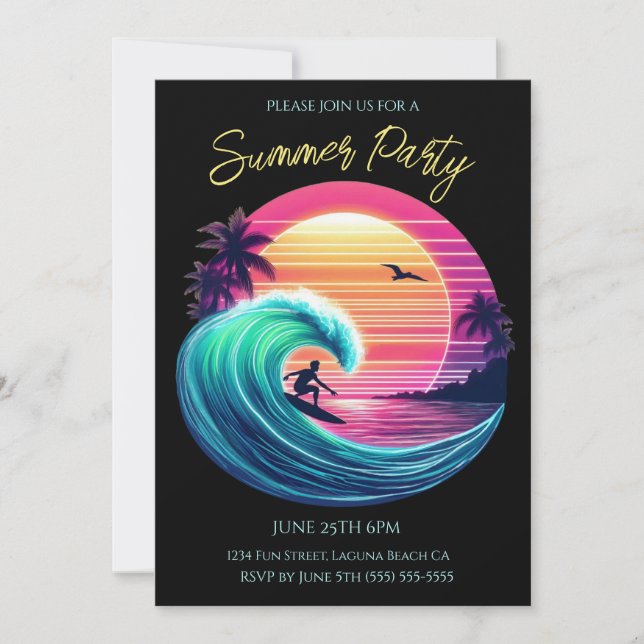 Invitation Fête d'été - Promenez-vous au coucher du soleil (Devant)