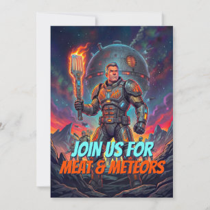 Invitation Fête d'été rétro extraterrestre hors de ce monde