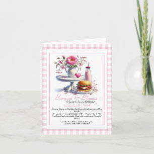Invitation Fête d'été romantique Aquarelle Burger & Rose