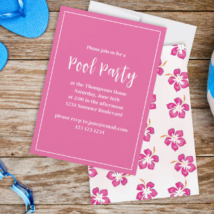 Invitation Fête d'été rose Floral Custom
