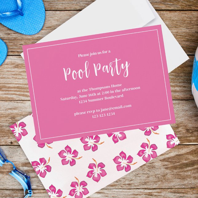 Invitation Fête d'été rose floral personnalisé (Créateur téléchargé)