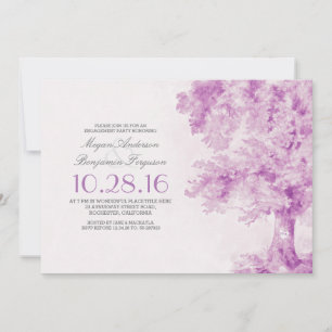 Invitation fête d'fiançailles au coeur pourpre de l'arbre